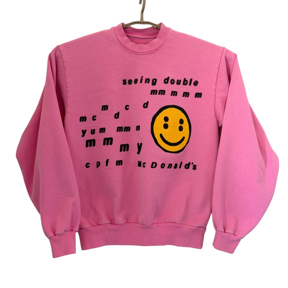 CPFM McDonald's Seeing Double Pink Puff Print Smiley Crewneck Sweatshirt Medium